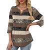 image:imageXIEERDUO Womens 34 Sleeve Tops 2026 VNeck Summer Outfits Casual Pleated Shirts Blouses Beach Vacation Spring ClothesFbrown Stripe