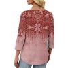image:imageXIEERDUO Womens 34 Sleeve Tops 2026 VNeck Summer Outfits Casual Pleated Shirts Blouses Beach Vacation Spring ClothesFburgundy Floral