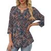 image:imageXIEERDUO Womens 34 Sleeve Tops 2026 VNeck Summer Outfits Casual Pleated Shirts Blouses Beach Vacation Spring ClothesFdark Blue Floral