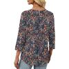 image:imageXIEERDUO Womens 34 Sleeve Tops 2026 VNeck Summer Outfits Casual Pleated Shirts Blouses Beach Vacation Spring ClothesFdark Blue Floral