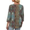 image:imageXIEERDUO Womens 34 Sleeve Tops 2026 VNeck Summer Outfits Casual Pleated Shirts Blouses Beach Vacation Spring ClothesFvintage Boho