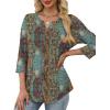 image:imageXIEERDUO Womens 34 Sleeve Tops 2026 VNeck Summer Outfits Casual Pleated Shirts Blouses Beach Vacation Spring ClothesFvintage Boho