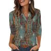 image:imageXIEERDUO Womens 34 Sleeve Tops 2026 VNeck Summer Outfits Casual Pleated Shirts Blouses Beach Vacation Spring ClothesFvintage Boho