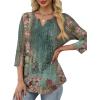 image:imageXIEERDUO Womens 34 Sleeve Tops 2026 VNeck Summer Outfits Casual Pleated Shirts Blouses Beach Vacation Spring ClothesFvintage Floral