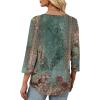 image:imageXIEERDUO Womens 34 Sleeve Tops 2026 VNeck Summer Outfits Casual Pleated Shirts Blouses Beach Vacation Spring ClothesFvintage Floral