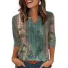 image:imageXIEERDUO Womens 34 Sleeve Tops 2026 VNeck Summer Outfits Casual Pleated Shirts Blouses Beach Vacation Spring ClothesFvintage Floral