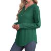 image:imageXIEERDUO Womens Long Sleeve Shirts Fall Tunic Tops Henley V Neck Blouses Dressy Casual 2025 Winter Trendy ClothesAgreen