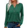 image:imageXIEERDUO Womens Long Sleeve Shirts Fall Tunic Tops Henley V Neck Blouses Dressy Casual 2025 Winter Trendy ClothesAgreen