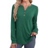 image:imageXIEERDUO Womens Long Sleeve Shirts Fall Tunic Tops Henley V Neck Blouses Dressy Casual 2025 Winter Trendy ClothesAgreen
