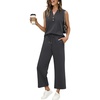 image:imageXIEERDUO Two Piece Lounge Sets for Women Summer Vacation Beach Travel Airport Outfits Casual Cruise Fashion 2026Dark Grey