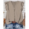 image:imageXIEERDUO Womens Tops Ruffle Sleeve Tunic Top Ladies Tops and Blouses Spring Clothes Tunic Tops for Women Business CasualBrown Stripe