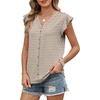 image:imageXIEERDUO Womens Tops Ruffle Sleeve Tunic Top Ladies Tops and Blouses Spring Clothes Tunic Tops for Women Business CasualBrown Stripe