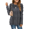 image:imageXIEERDUO Long Sleeve Shirts for Women Puff Sleeve Tops Pullover Sweaters Fall Fashion Womens Clothing Loose FitBlack Stripe