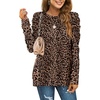 image:imageXIEERDUO Long Sleeve Shirts for Women Puff Sleeve Tops Pullover Sweaters Fall Fashion Womens Clothing Loose FitLeopard