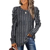image:imageXIEERDUO Long Sleeve Shirts for Women Puff Sleeve Tops Pullover Sweaters Fall Fashion Womens Clothing Loose FitBlack Stripe