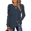 image:imageXIEERDUO Long Sleeve Shirts for Women Puff Sleeve Tops Pullover Sweaters Fall Fashion Womens Clothing Loose FitBlue Dot