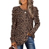 image:imageXIEERDUO Long Sleeve Shirts for Women Puff Sleeve Tops Pullover Sweaters Fall Fashion Womens Clothing Loose FitLeopard