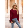 image:imageXIEERDUO Sweater for Women Winter Clothing Long Sleeve Shirts Fall FashionBurgundy