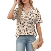 image:imageWomens Short Sleeve Tops Dressy Casual V Neck Oversized Summer Trendy Shirts Business Work BlousesApricot Print