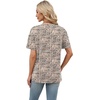 image:imageWomens Short Sleeve Tops Dressy Casual V Neck Oversized Summer Trendy Shirts Business Work BlousesBeige Black Print