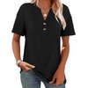 image:imageWomens Short Sleeve Tops Dressy Casual V Neck Oversized Summer Trendy Shirts Business Work BlousesBlack
