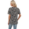 image:imageWomens Short Sleeve Tops Dressy Casual V Neck Oversized Summer Trendy Shirts Business Work BlousesBlack Flower