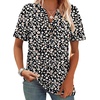 image:imageWomens Short Sleeve Tops Dressy Casual V Neck Oversized Summer Trendy Shirts Business Work BlousesBlack Flower
