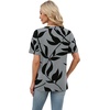 image:imageWomens Short Sleeve Tops Dressy Casual V Neck Oversized Summer Trendy Shirts Business Work BlousesGrey Black Leaves