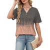 image:imageWomens Short Sleeve Tops Dressy Casual V Neck Oversized Summer Trendy Shirts Business Work BlousesGrey Pink Print