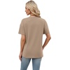 image:imageWomens Short Sleeve Tops Dressy Casual V Neck Oversized Summer Trendy Shirts Business Work BlousesKhaki
