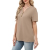 image:imageWomens Short Sleeve Tops Dressy Casual V Neck Oversized Summer Trendy Shirts Business Work BlousesKhaki