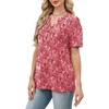 image:imageWomens Short Sleeve Tops Dressy Casual V Neck Oversized Summer Trendy Shirts Business Work BlousesRose Red Print