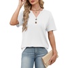 image:imageWomens Short Sleeve Tops Dressy Casual V Neck Oversized Summer Trendy Shirts Business Work BlousesWhite