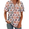 image:imageWomens Short Sleeve Tops Dressy Casual V Neck Oversized Summer Trendy Shirts Business Work BlousesWhite Patterned Flower