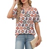 image:imageWomens Short Sleeve Tops Dressy Casual V Neck Oversized Summer Trendy Shirts Business Work BlousesWhite Patterned Flower