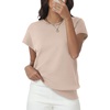 image:imageWomens Tops Summer Sweaters Short Sleeve Shirts Dressy Casual Basic Casual Cap Sleeve Tops Beach Vacation ClothesApricot