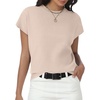 image:imageWomens Tops Summer Sweaters Short Sleeve Shirts Dressy Casual Basic Casual Cap Sleeve Tops Beach Vacation ClothesApricot