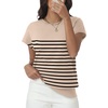 image:imageWomens Tops Summer Sweaters Short Sleeve Shirts Dressy Casual Basic Casual Cap Sleeve Tops Beach Vacation ClothesApricot Black