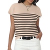 image:imageWomens Tops Summer Sweaters Short Sleeve Shirts Dressy Casual Basic Casual Cap Sleeve Tops Beach Vacation ClothesApricot Black