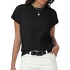 image:imageWomens Tops Summer Sweaters Short Sleeve Shirts Dressy Casual Basic Casual Cap Sleeve Tops Beach Vacation ClothesBlack