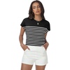 image:imageWomens Tops Summer Sweaters Short Sleeve Shirts Dressy Casual Basic Casual Cap Sleeve Tops Beach Vacation ClothesBlack White