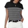image:imageWomens Tops Summer Sweaters Short Sleeve Shirts Dressy Casual Basic Casual Cap Sleeve Tops Beach Vacation ClothesBlack White