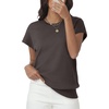 image:imageWomens Tops Summer Sweaters Short Sleeve Shirts Dressy Casual Basic Casual Cap Sleeve Tops Beach Vacation ClothesCoffee