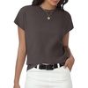 image:imageWomens Tops Summer Sweaters Short Sleeve Shirts Dressy Casual Basic Casual Cap Sleeve Tops Beach Vacation ClothesCoffee