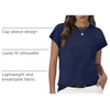 image:imageWomens Tops Summer Sweaters Short Sleeve Shirts Dressy Casual Basic Casual Cap Sleeve Tops Beach Vacation ClothesDark Blue