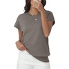 image:imageWomens Tops Summer Sweaters Short Sleeve Shirts Dressy Casual Basic Casual Cap Sleeve Tops Beach Vacation ClothesKhaki