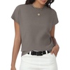 image:imageWomens Tops Summer Sweaters Short Sleeve Shirts Dressy Casual Basic Casual Cap Sleeve Tops Beach Vacation ClothesKhaki