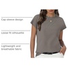 image:imageWomens Tops Summer Sweaters Short Sleeve Shirts Dressy Casual Basic Casual Cap Sleeve Tops Beach Vacation ClothesKhaki