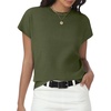 image:imageWomens Tops Summer Sweaters Short Sleeve Shirts Dressy Casual Basic Casual Cap Sleeve Tops Beach Vacation ClothesOlive Green