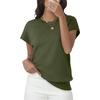 image:imageWomens Tops Summer Sweaters Short Sleeve Shirts Dressy Casual Basic Casual Cap Sleeve Tops Beach Vacation ClothesOlive Green